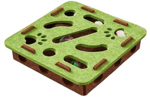 Suoumwa Cat Puzzle Toy Felt Puzzle Box with Ball for Indoor Exercise Sports Entertainment Toy for Indoor Cats Green