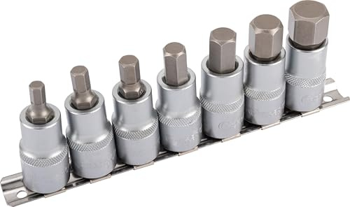 Condor Werkzeug 12227 | Bit-Stecknüsse Set | 7-teilig | 1/2 | Innensechskant Nuss Satz | 6-17 mm | Profi Werkzeug für Werkstatt und Heimwerker