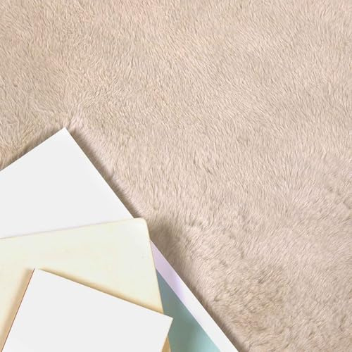 vidaXL Rutschfester Teppich aus Kunstkaninchenfell OLITE Taupe