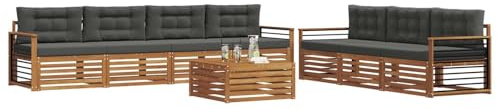 vidaXL Outdoor-Sofagarnitur mit Kissen 8 pcs Natur und Anthrazit, Gartenlounge, modernes Outdoor-Sofa-Set, langlebige Terrassenmöbel, Bequeme Sitzmöglichkeiten