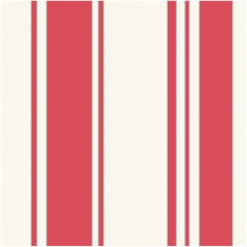 YöL Red Cream Wallpaper Classic Wide Stripe Traditional Bedroom Living Room Hallway Feature Wall Country Cottage Decor Vertical Stripe Pattern Smooth Paper Finish