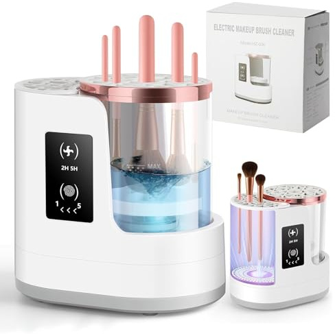 3-in-1 Makeup Brush Cleaner Machine and Dryer with Drying & UV Care Function for Travel Home Use, Electric Makeup Brush Cleaner for Makeup Lovers & Professionals (White)
