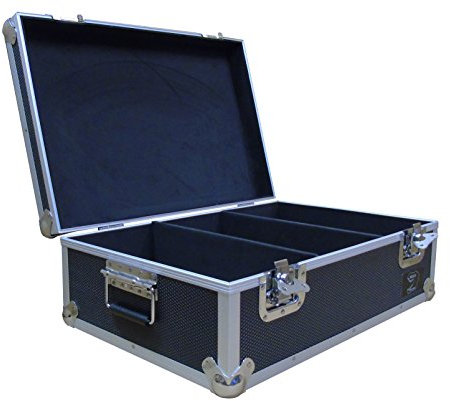 7 Vinyl Record Aluminium DJ Flight Carry Case in Black Holds 500 Vinyl Records Tough Strong Box