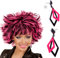Amakando Rhombus Damenohrringe - Schwarz-Rosa - Modeschmuck Ohrstecker Schmuck Ohrclips 80s Ohrschmuck Neon Kostüm Zubehör Damen 80er Jahre Ohrringe