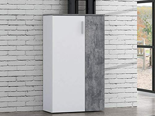 möbelando Schuhschrank Schuhkommode Flurschrank Kommode Anrichte Schrank Gretna I Weiß/Beton
