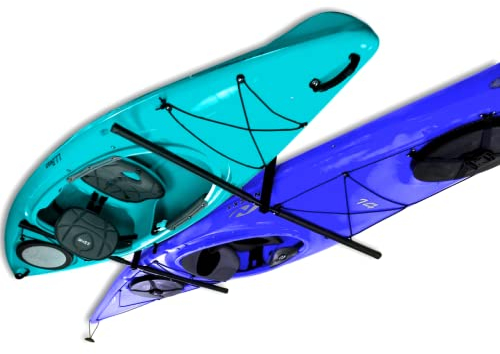 StoreYourBoard 2 Kajak-Deckenregal, Hi-Port, 2 Aufbewahrungsaufhänger, Überkopfhalterung, verstellbar, extra große 76,2 cm Arme