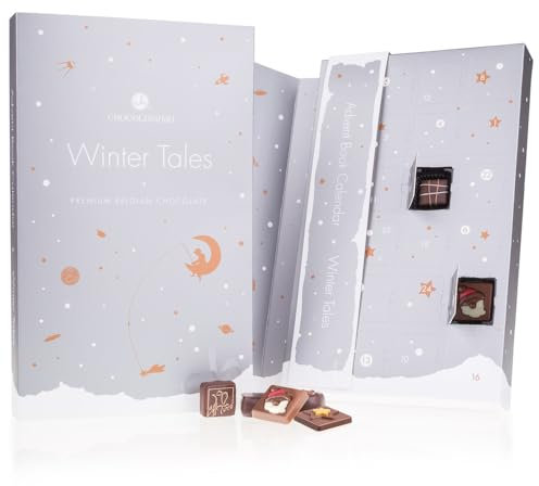 Adventskalender Schokolade - Weihnachtskalender Pralinen - Geschenk Frauen, Männer, Erwachsene, Freundin, Mama, Eltern, Oma, Papa, Opa - Wintermärchen Pralines Neapolitans Schokotäfelchen 24 Stück