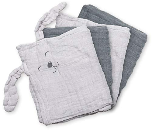 Pippi Spucktücher, Stoffwindeln, Mullwindeln 4er Set aus Bio Baumwolle (grau)