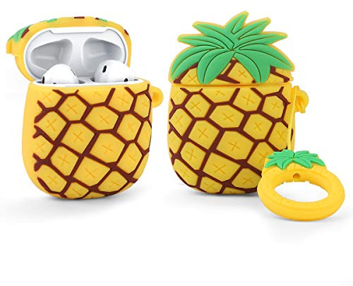 LEWOTE Airpods Silikonhülle Lustige Abdeckung Kompatibel mit Apple Airpods 1 & 2 [Fruit & Food Series] (Ananas)
