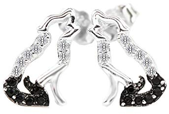 MixiuEuro Ohrstecker mit Wolfsmotiv aus 925er-Sterlingsilber, Zirkonia, offener Wolf-Ohrstecker, Schmuck, Geschenk für Mädchen und Kinder