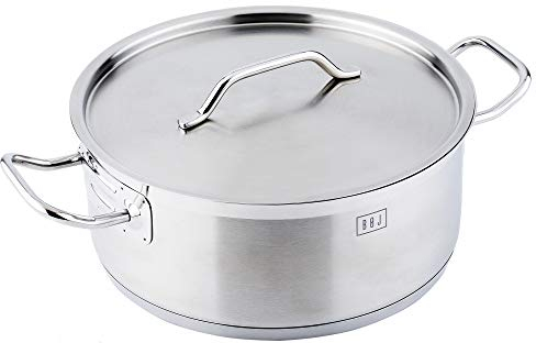 BOJ Olla con tapa PREMIUM en Acero Inoxidable máxima calidad 18/10, todo tipo de fuegos (Ø 24 x 12 cms)