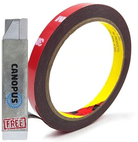 CANOPUS Nastro Biadesivo Extra Forte, 4218P (5mm x 3 metri), Impermeabile Nastro di Montaggio, Nastro per Striscia LED, Decorazioni Per la Casa, Uso Esterno e Interno, Nastro per Auto