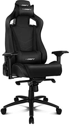 Drift Gaming DR500 - Silla Gaming Profesional, Polipiel, reposabrazos Ajustable 4D, pistón Clase 4, Sistema balanceo, Altura Regulable, Respaldo reclinable, cojín Lumbar y Cervical, Color Negro