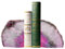 AMOYSTONE Buchstützen aus Achat, rund, poliert, 2,7–3,6 kg, natürlich, robust, mit Kristallen, Rosa