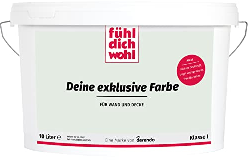 derendo Fühl Dich Wohl Deine Farbe grün, matte grüne Wandfarbe, hohe Deckkraft, verschiedene Grüntöne zur Auswahl (10L, Weissgrün)