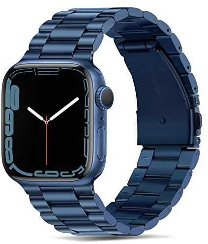 Tasikar Straps Compatible with Apple Watch 42mm(Series 10) 41mm 40mm 38mm Premium Stainless Steel Metal Strap Compatible for Apple Watch SE 2 SE Seires10 9 8 7 6 5 4 3 2 1, Blue