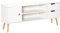HOMCOM Meuble TV Banc TV Style scandinave Placard 2 niches 2 tiroirs Passe-Fils Panneaux Particules Blanc Bois pin