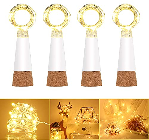 Dumcuw USB wiederaufladbare Flaschenlichter mit Korken, 15 LED Warmweiß Kupfer Lichterkette, wasserdicht – Party, Hochzeit & DIY Deko