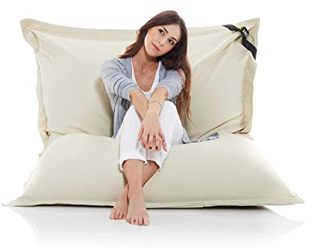 SMOOTHY Original Cotton Indoor XXL Sitzsack 400L Riesensitzsack Sitzkissen Sessel aus Baumwolle für Kinder & Erwachsene (180 x 140 cm, Beige-Creme)
