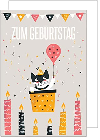 Edition Seidel Premium Geburtstagskarte mit Umschlag. Glückwunschkarte Grusskarte Kindergeburtstag Geburtstag Billet Kinder Junge Mädchen Meerjungfrau Katze (G2935 SW022)