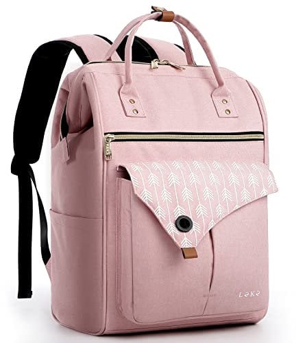 Lekesky Backpack Women Laptop Rucksack Bag15.6 Inch Computer Backpack School Bag for Travel Business College Women Men-Pink