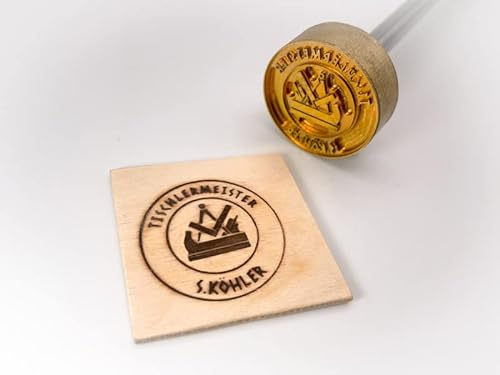 Dein Brandstempel elektrischer Schriftzug im Motiv Zunftzeichen Tischler für Holz, Leder, Pappe - personalisiertes Brandeisen, individueller Brennstempel in ø 50 mm
