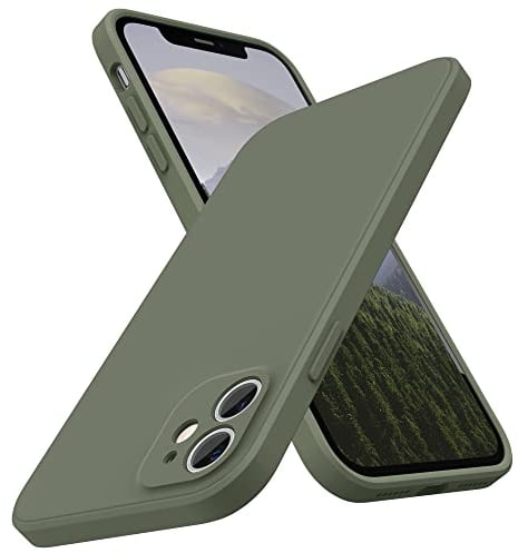 SURPHY Flat Silicone Case Compatible with iPhone 11 Case, Liquid Silicone Slim Fit Case (Individual Protection for Each Len) for iPhone 11 6.1 (Olive Green)