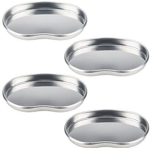 NTGRTY 4 Stück Edelstahl Nierenschale,Curved Trays,Labortablett,Instrumententablett,Medizinisches Tablett Dicke Laborablage für Zahnarztinstrumente, Badezimmer-Organizer, Tattoo-Werkzeug