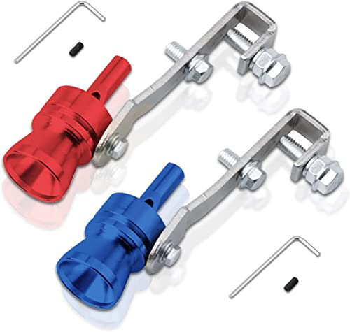 Silenciador azul y rojo,Silenciador de aluminio para coche turbo de sonido tubo de escape tubo de escape tubo tubo de escape tamaño simulador