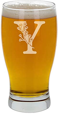 Vaso de cerveza grabado con inicial y monograma personalizado con inicial, regalo de cumpleaños para ella o él, regalo personalizado para ella o él, vaso de cerveza con inicial grabada