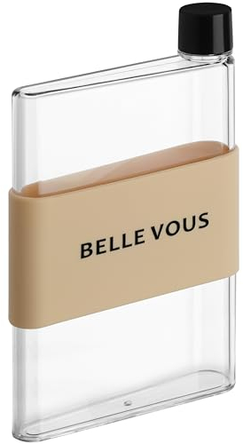 BELLE VOUS Gourde Plate Portable en Plastique - Bouteille Plate Réutilisable & Fine 480 ml - Gourde Plastique Sans BPA - Idéale pour Sport, Voyages, Camping & École - Se Glisse dans Tous les Sacs