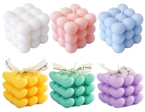 SAMISO 6 Stücke Bubble Kerze,nachhaltige Bubble Candle aus natürlichem Sojawachs,Bubble Kerzen Set Für Hause Schlafzimmer Badezimmer,Hochzeit Dekor,Weihnachten,Geburtstag, Valentinstag