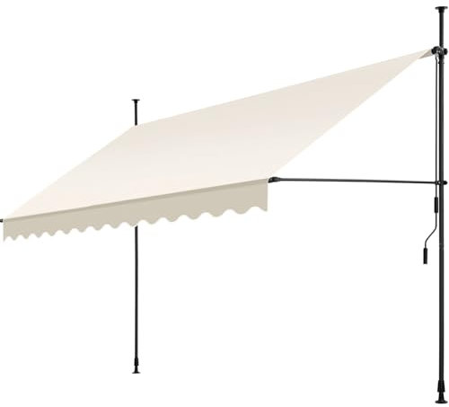 tectake Store banne sans Perçage Auvent Marquise Retractable avec Manivelle Multi-Fonction Store latéral Enroulable Brise Vue Brise Soleil Opaque en Aluminium - Beige, 350 x 180 cm
