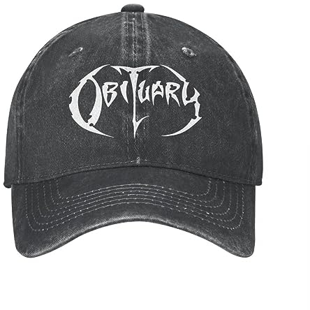 TeysHa Baseballkappe Snapback Sonnenhut Vintage White Obituary Logo Baseball Cap Herren Distressed Denim Snapback Cap 80er Jahre Musik Golf Unstrukturierte weiche Mütze Männer Frauen