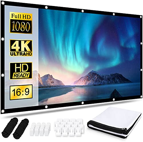 Schermo Proiettore 100 Pollici, Schermo Cinematografico Portatile 16:9 HD 4K Schermo Lavabile Pieghevole, Schermo per Proiezione Bifacciale per Ufficio Domestico Scolastico all'Aperto Teatro