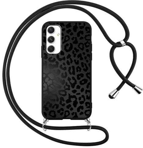 Foonary Handyband Hülle mit Band für Samsung A54 5G 6,4 Handyhülle, Leopard Design Kette Necklace Case mit Kordel zum Umhängen Silikon Bumper Kratzfest Cover Schnur für Samsung Galaxy A54 5G