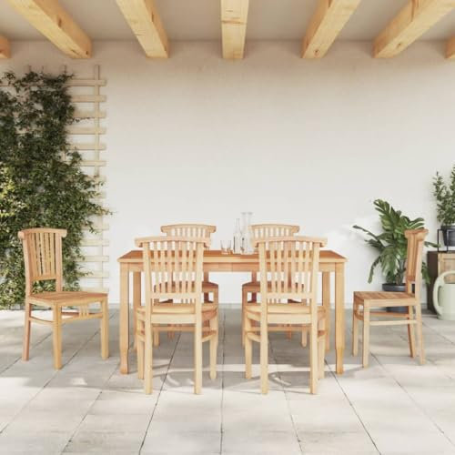 CKioict Gartenbank Balkon Sessel Outdoor Sessel 7-TLG. Garten-Essgruppe Massivholz TeakGeeignet für Rasenflächen, hintere Gärten, Poolseiten