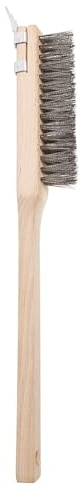 Pizza Oven Brush with Scraper, Pizza Stone Cleaning Brush, Steel Wire Brush with Wood Handle, Pizza Oven Stone Cleaner, Grill Cleaning Brush, Outdoor BBQ Grill Cleaning Tool Pizza Oven Accessories