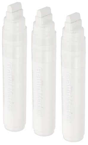 PATIKIL 3 Pcs Graffiti Markers, 15mm White Poster Markers Thick Acrylic Paint Markers Pen Big Permanent Markers Large for Rock Painting Stone Glass Wood Canvas Poster Sign Ceramic