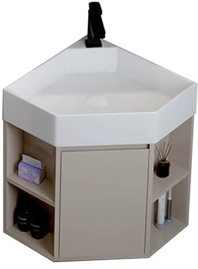 Lavelli Per Lavabo Ad Angolo Per Bagno,Lavabo In Ceramica,Lavelli Per Lavabo Ad Angolo Per Bagno,Lavabo Ad Angolo Su Colonna,Armadietto Da Bagno Con Rubinetto E Scarico,Set Di Mobili A Parete(Size:45c