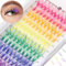 120 Stück Künstliche Wimpern Selbstklebend Wimpernverlängerungen Zarte Wimpernbüschel DIY Regenbogen Selbstklebende Wimpernset 14/16 mm Gemischte Bunte Wimpern für Anfänger Augen Make up
