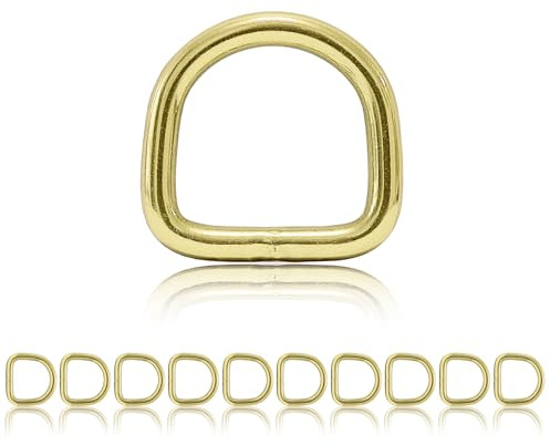Ganzoo D-Ring Set 10x aus Stahl, 3 mm Materialstärke, nichtrostend, Gold, DIY Zubehör für Hunde-Halsband, Zug-Stopp Halsbänder, Hunde-Leinen, Paracord 550 Flechten, Maße 22x22 mm außen, 16x16 mm innen