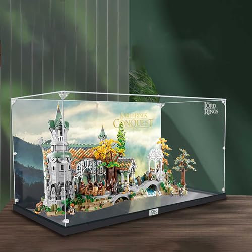BoHeart Acryl-Vitrine für Lego Der Herr der Ringe 10316 Rivendell Castle, individuell, transparente, staubdichte Displaybox kann gesammelt werden, Größe: 80 x 55 x 45 cm (Modell nicht im Lieferumfang
