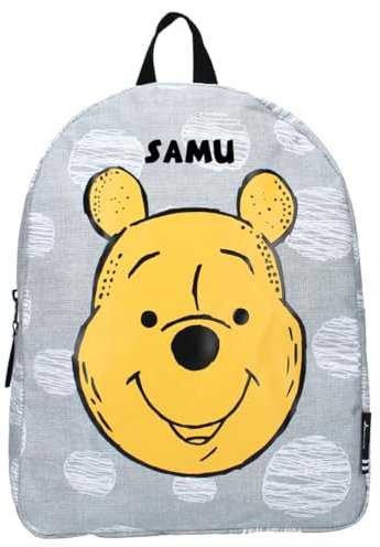 Undercover Kindergartenrucksack Winnie Pooh - Personalisiert mit Name - Kinderrucksack für Jungen und Mädchen in grau