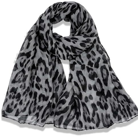 Damen Schal mit Leopard Muster, Halstuch Loopschal für Frühling Herbst Ganzjährig, Damen Schal mit Leo Muster, Modische und Elegante Halstuch, Geschenke für Frauen.