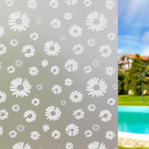 Window Privacy Film Self Adhesive 75 x 1180 cm(30 x 465inch) Window Film Privacy Frosted Film, No Glue Anti UV Sun Block, Reusable for Home Office, Sunflower