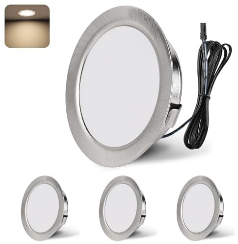 YindaLux LED Einbaustrahler 12V 4000K Neutralweiß IP44 LED Spot Dimmbar 3W Einbauspots 55-58mm lochmass Einbauleuchten für Wohnwagen Küche Kleiderschrank Aluminium Nickel 4er Set