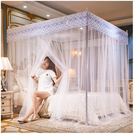 ILNCQLPM Bettzelt, Betthimmel, weißer Luxus-Bettvorhang, bodenstehender Betthimmel für Schlafzimmer mit 1,2 m/1,5 m/1,8 m/2 m Bett, mit Montagehalterung (Größe: 120 x 200 x 200 cm)