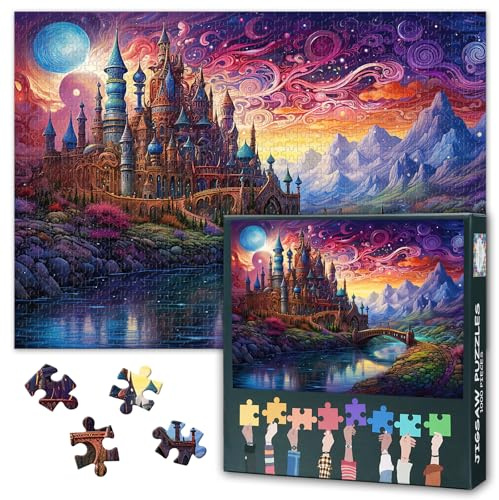 Magic Castle Puzzles für Erwachsene 1000 Stück Surrealist Realismus Puzzle 1000 Stück Mesmerizing Sturm Wolke Straße Puzzles, Magic Puzzle, 50x70 cm