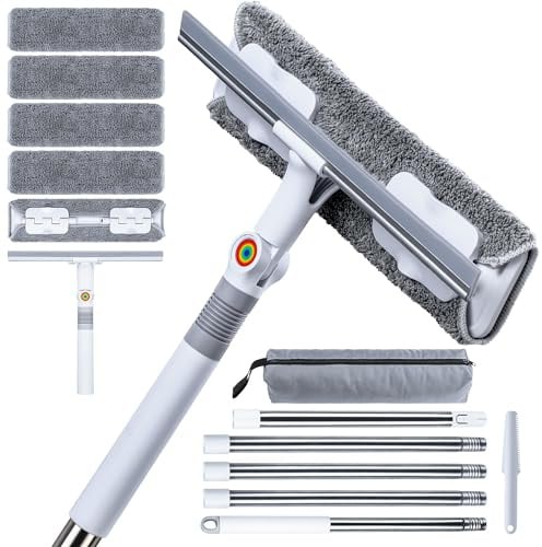 CTIME 80 Professional Window Squeegee Kit with Extension Pole, 5 Cloths